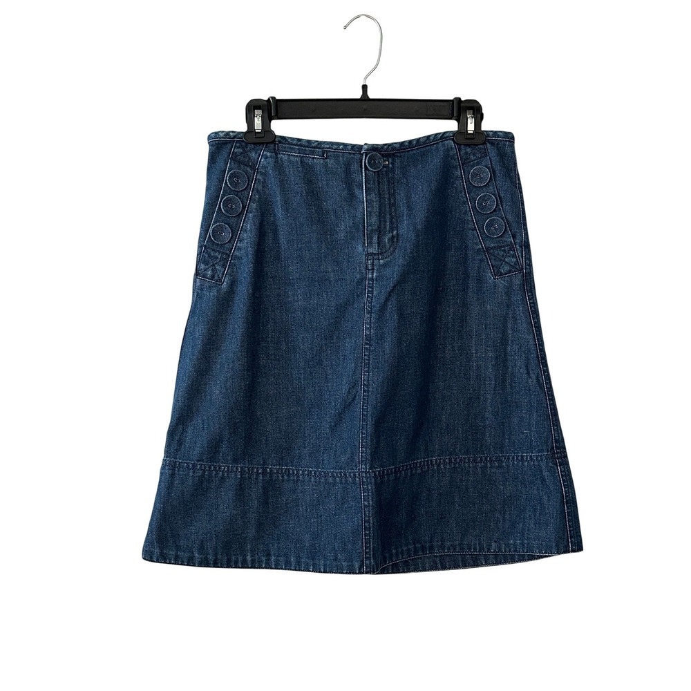 Marc‎ Jacobs Denim A-Line Skirt Dark Wash Nautical Button Detail Size 4
